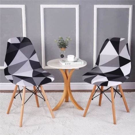 Housses de chaise style scandinave, lot de 6, gris, extensibles et déhoussables pour siège de salle à manger (1/4)