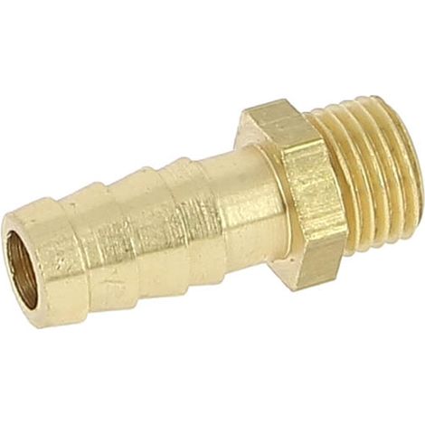 Anquier – Raccord laiton mâle 1/4" – Embout cannelé Ø10 – Pour tuyau polyéthylène – Température max +70°C – Non corrosif et durable