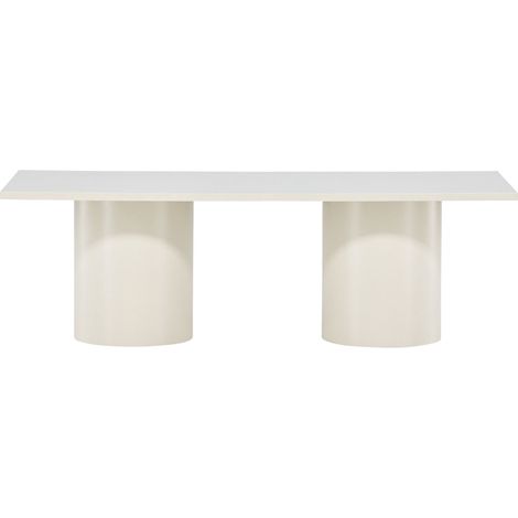 Table basse fixe en bois MDF 120x50cm – Finition glossy beige – Design contemporain avec pieds cylindriques – Pour salons modernes (1/6)