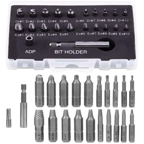 Extracteur de vis casses 22 pices, porte-embout de tournevis magntique et adaptateur de douille pour vis casses, extracteur de boulons dnuds (1/4)
