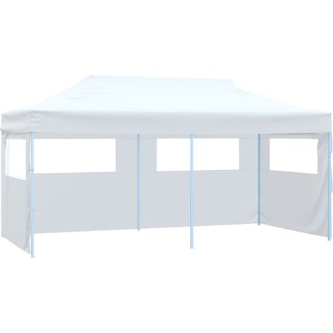 Tente de réception pliable Tonnelle de Jardin - Rapide à Installer avec 4 parois 3x6 m Acier Blanc BV671822 - BonneVie (1/5)