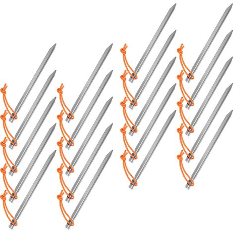 20 piquets de tente en V argentés 23 cm, robustes pour camping et jardin, avec cordes incluses (1/5)