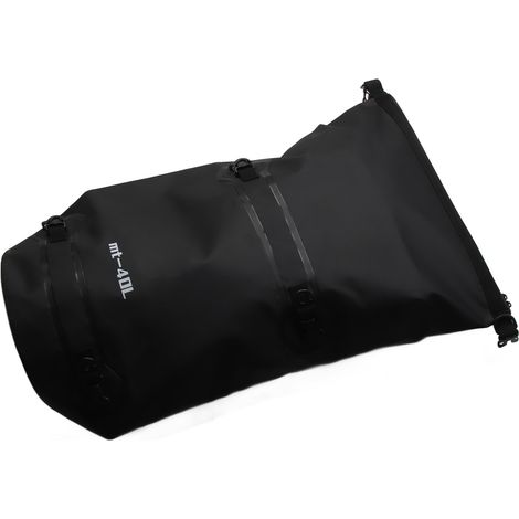 Sac de voyage moto imperméable grande capacité 40 L, résistant à l'usure, avec 4 sangles à dégagement rapide, noir. (1/5)
