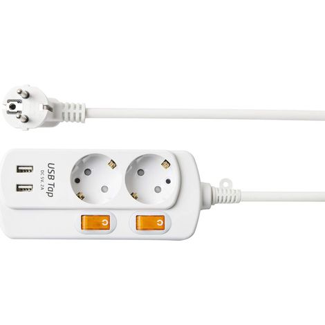 Multiprise avec 2 ports USB, prises pour bureau 1,5 m câble USB 2 (1/5)