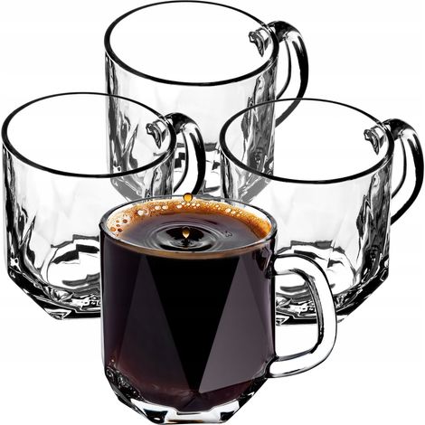 KADAX Gläser mit Griff für Tee und Kaffee, Teegläser aus dickem Glas 300ml