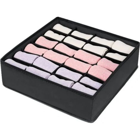 Filiyano – Organisateur de tiroir, 24 boîtes de rangement pliables pour chaussettes, sous-vêtements, cravates, mouchoirs et autres accessoires (lot de (1/4)