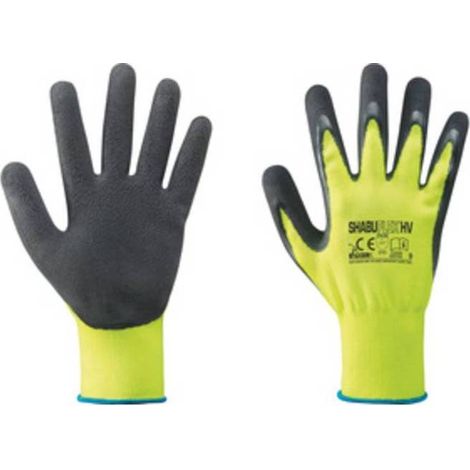 12 x GUANTI NYLON/LATTICE GIALLO FLUO/NERO TG. 9