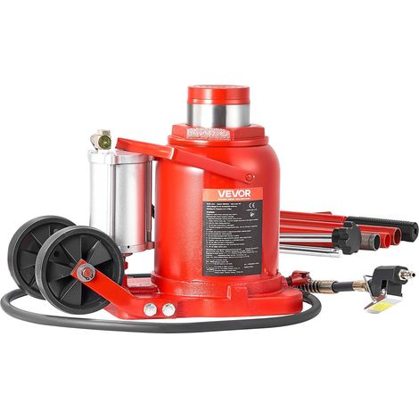 Cric Bouteille Hydraulique et Pneumatique Capacité 50 T, Cric de Levage pour Voiture Plage 26,5-41 cm, avec Pompe, pour Entretien Réparation Automobile SUV Camion, Atelier Garage, Rouge (1/5)