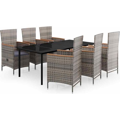 Maison Exclusive - Set da Pranzo da Giardino 7 pz con Cuscini Grigio (1/5)