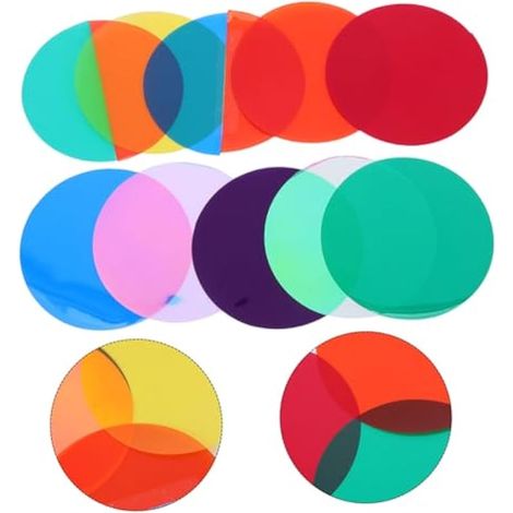Lot de 10 filtres de couleur autocollants en gel transparent de 6,6 x 6,6 cm pour projecteurs LED blanc chaud et éclairage paysager (1/5)
