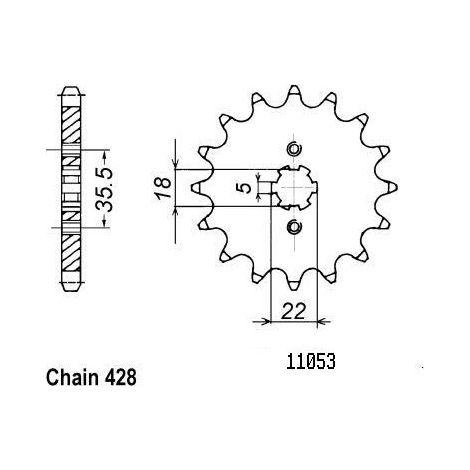 Pignon TT compatible avec la marque Yamaha - 428 - 14 Dents - Similaire JTF1559 - Made in Germany