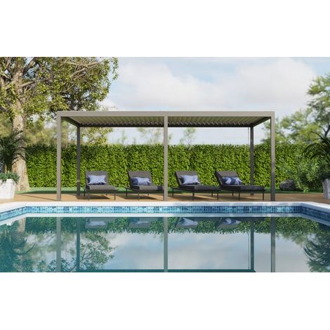 Pergola Bioclimatique Aluminium Autoportante Gris 6x3 Manuelle S ORIAL France (1/5)