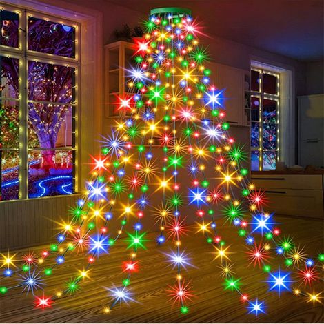 Guirlande LED Cascade Arbre de Noël 2m - Décoration Festive Extérieure/Intérieure avec Télécommande et Minuteur - Multicolore (1/5)