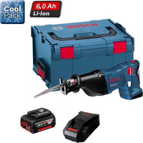 Bosch 18v GSA 18VLI Li-Ion Cordless Recip Saw + 1 x 6.0ah, Charger + LBOXX