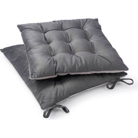 Paco Home Cojín De Asiento Con Cintas Sujeción 40x40 Base Silla Interior Antracita 3, 40x40x5cm
