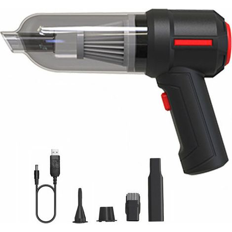 Souffleur d'air portable sans fil 3 en 1 noir, mini-aspirateur de voiture/PC/clavier sans fil 9000 Pa, aspirateur portable (1/5)
