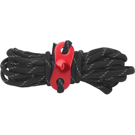 Corde de Camping Réfléchissante Épaissie Anti-Vent avec Boucle en Alliage d'Aluminium pour Tente, Randonnée, Extérieur Noir