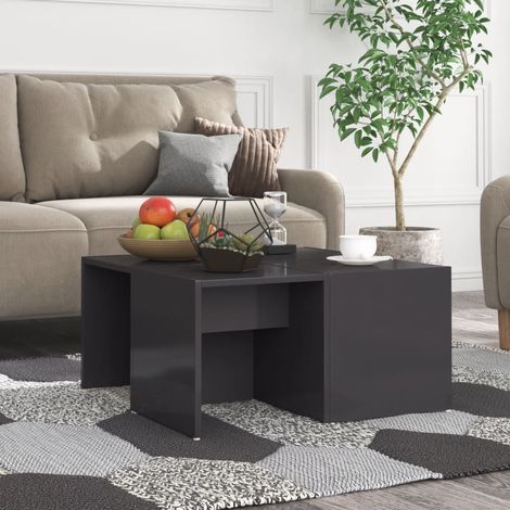 vidaXL Tavolini Salotto 4pz Grigio Lucido 33x33x33cm Legno Multistrato (1/5)