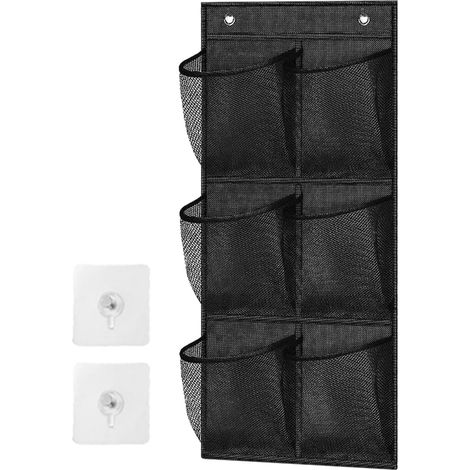 Wandaufbewahrungstasche  6 Fächer  Türhänger-Aufbewahrungskorb, Hänge-Kleiderschranktasche, Wandorganizer (schwarz)