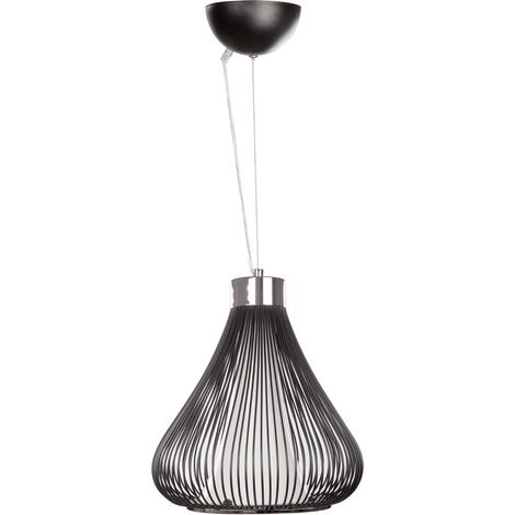 Lampada a sospensione Rhea in metallo nero a gabbia verticale (1/3)