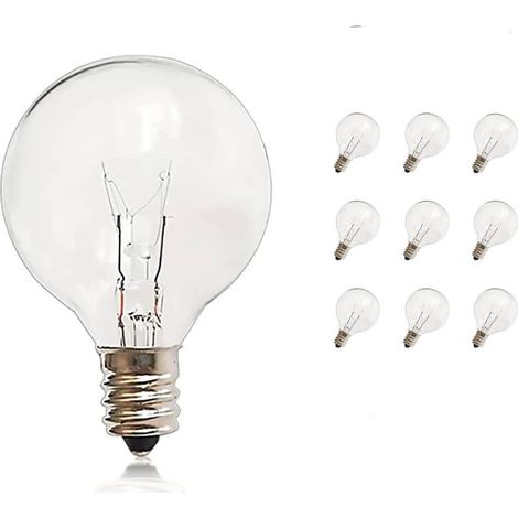 Ampoules G40 lot de 10 – E12 7W 60 lm – Filament étanche – Pour guirlandes et décorations intérieures/extérieures – Lumière ambre (1/5)