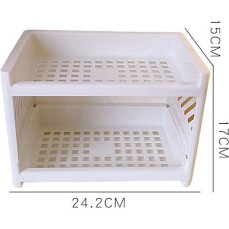 Etagere De Rangement - Plastique - Double Niveau - 24,2 X 15 X 17 Cm - Blanc - 1 Piece (1/4)