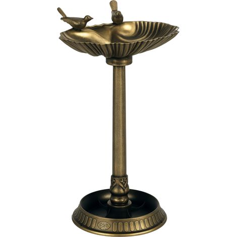 Outsunny baño para pájaros de jardín al aire libre, altura 81 cm, con base de pedestal y acabado envejecido, ligero y resistente, bronce