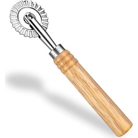 Roulette de Coupe de Pâtes et Raviolis Avec Rouleau, Roulette à Pizza en Alliage de Zinc Pour Fabrication de Nouilles et Dentelle (1/5)
