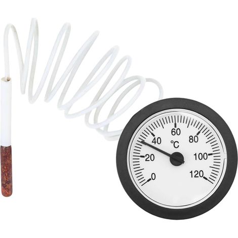 Indicateur de température capillaire,0-120°C Thermomètre capillaire avec sonde, Thermomètre à cadran avec capteur de température, Thermomètre à cadran, appareils de mesure pour gaz, liquides et vapeur (1/5)