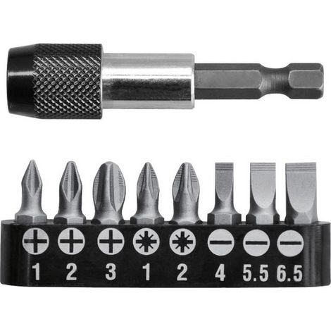 SET 9 PUNTE PER AVVITATORE INTERCAMBIABILI INSERTO MAGNETICO TOTAL