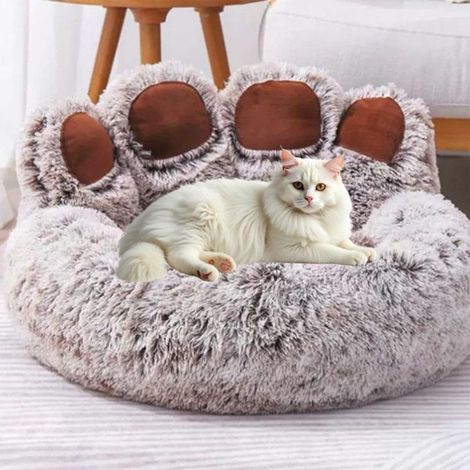 Panier Chien Chat Petite Taille 50cm,Multi-Brun Coussin Chiens Anti Stress Lavable et Antidérapant, Moelleux Lit pour Chien Peluche (1/5)