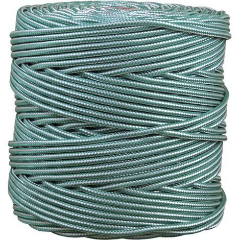 COFAN bobina cordon trenzado poli 5 mm 200 mts bco/ vde , Cordón trenzado de color verde/blanco de 5mm de diámetro, adecuado para persianas. Cordón con polipropileno en el exterior