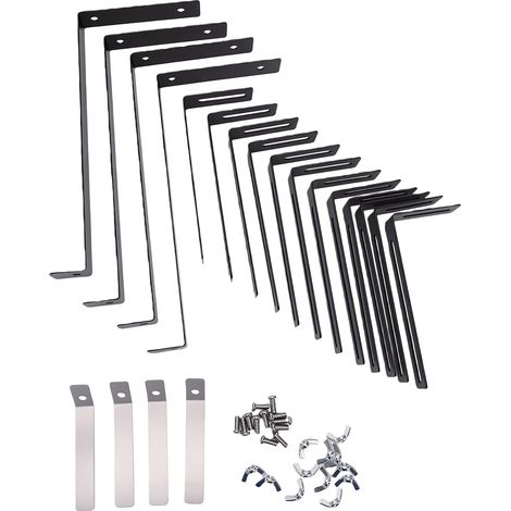 Lot de 4 supports de jardinière réglables universels pour suspendre des fleurs en extérieur, sur clôture, balustrade, rebord de fenêtre, terrasse ou jardin. (1/5)