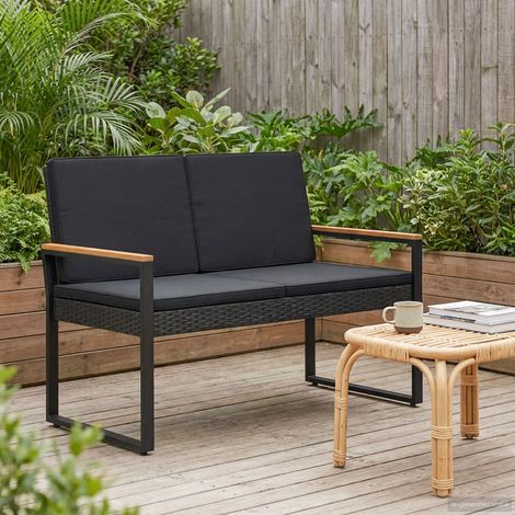 Maison Exclusive - Bank Outdoor mit Kissen Schwarz 107 x 61 x 80 (1/5)