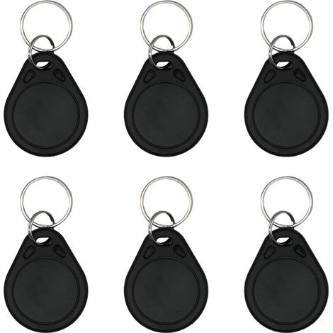 6 Tags NFC Badges RFID NTAG215 540 Bytes, Tags NFC Programmables Pour iPhone Raccourcis, Android, pour Amiibo, Domotique, Porte-Clés – Compatibles iOS Pour Samsung Huawei, Noir (1/5)