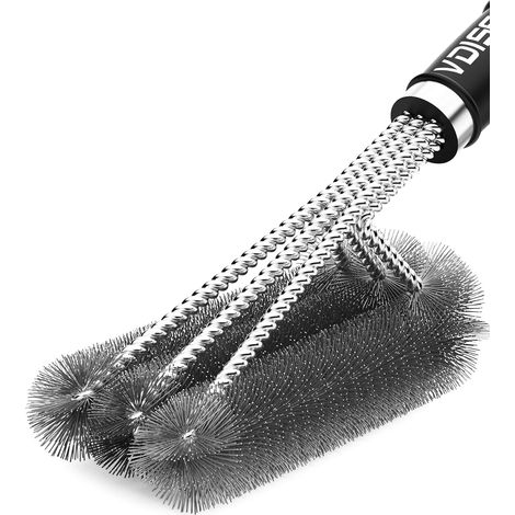 1 Brosse Barbecue, Acier Inoxydable, Manche 45.5cm, Poignée Isolante, Pour Gaz Charbon Électrique (1/5)