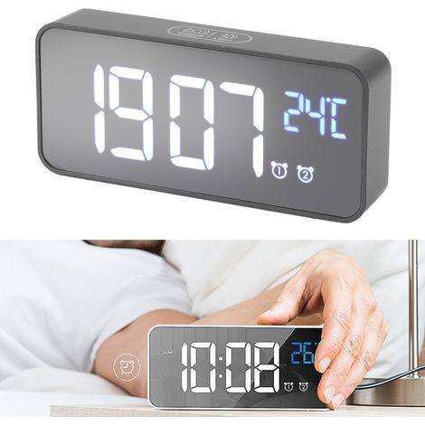Reloj despertador digital LED grande con función de repetición de alarma, pantalla inteligente y 13 tonos de alarma – ABS, 5 V, 1200 mAh – manual de usuario (1/5)