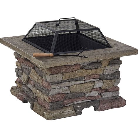 Brasero chimenea gris negro cubierta de malla cuadrada al aire libre Kelud