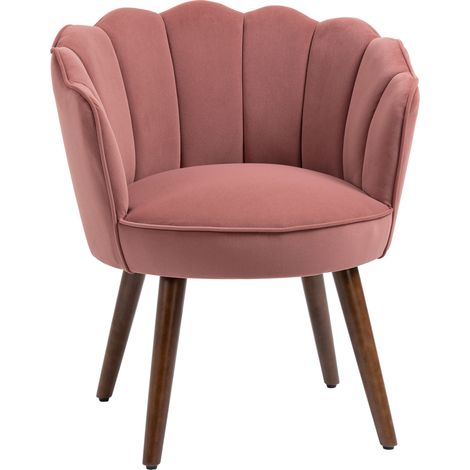 Poltrona da salotto 66 x 66 x 78,5 cm in poliestere rosa con gambe in legno - CHICFURN (1/5)
