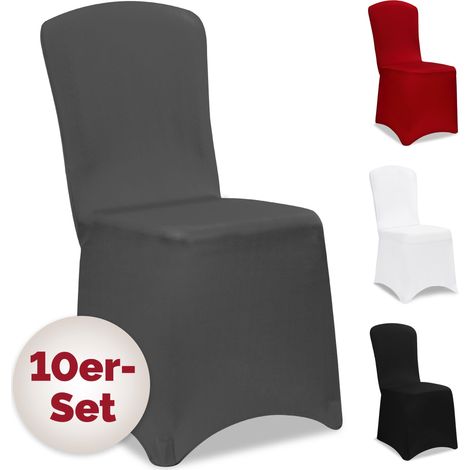 DETEX® Funda Sillas Elásticas Set Cubre Sillas Respaldo Alto Lavables Eventos Hogar Cantidad y Color a Elegir Antracita (1/5)