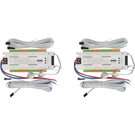 Kit de contrôleur d'éclairage d'escalier LED à détecteur de mouvement, 2 x 32 canaux, pour bande LED flexible 12 V/24 V (1/5)
