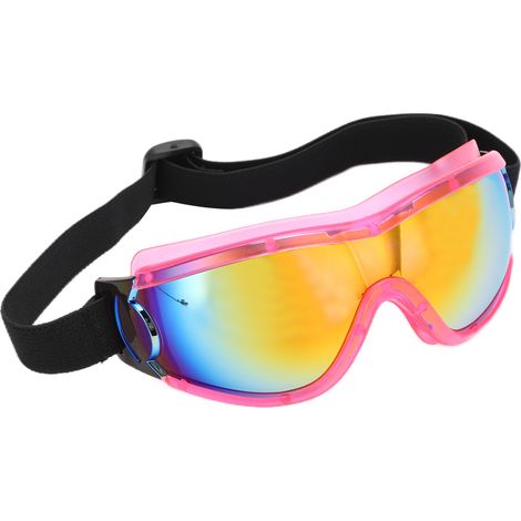 Lunettes enfants anti-éclaboussures protection UV, lunettes de protection pour enfants avec boîte de rangement, monture rose, verres imitation rouge (1/5)