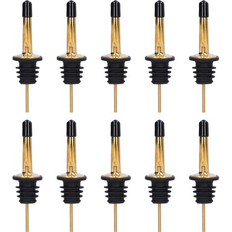 10 Pièces Verseur à Vin Inoxydable, Bouchon Verseur pour Bar, Maison, Restaurants (Bouchon Court Or et Noir) (1/5)