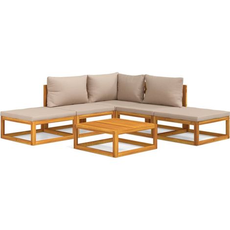 Maison Exclusive - 6-tlg. Garten-Lounge-Set mit Taupe Kissen Mass (1/5)
