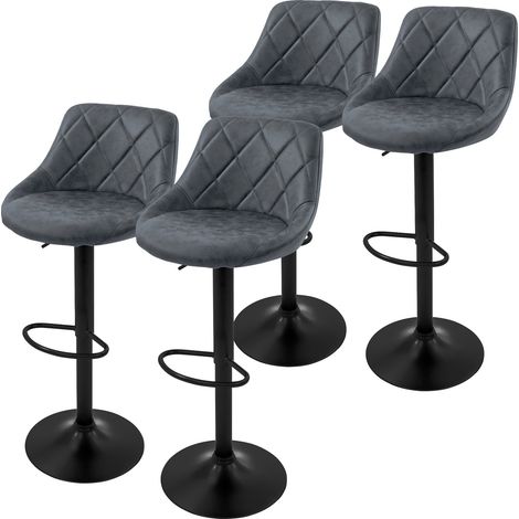 ML-Design Juego de 4x Taburetes de Bar Bistro Tapizados en Piel Sintética Antracita Sillas con Respaldo Ergonómico y Reposapiés Asiento de Mostrador Regulable en Altura 62-82 cm y Giratorio 360° (1/5)