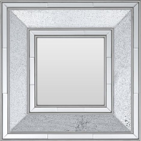 Premier Housewares Premier Housewares Black And Silver Wall Mirror For Garden And Bedroom Reflective Square Bathroom Mirrors Wall Mounted Contemporary Mosaic Design Hallway Walls Mirrors 78 x 6 x 78 (1/4)