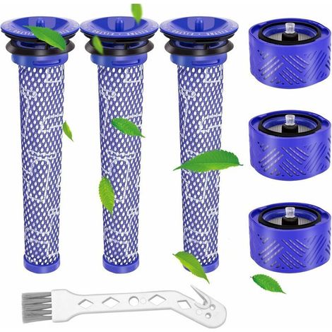 Pour filtres de Rechange aspirateur pour Dyson V6,V6 Motorhead, V6 Absolute et V6 Animal,3 pièces post HEPA-filtre et 3 pièces Pre-filtre,remplace la partie 965661-01 et 966741-01(v6)-Crezuo
