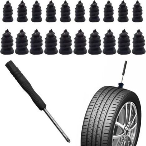 FENOPLASTICA21 Pcs Tubeless Tire Puncture Repair Kit reparation pneu voiturewith Mushroom Avec tournevis,kit anti crevaison voiture Plug for Tyre Punctures and Flats on Cars,Motorcycles,Trucks Tractor (1/4)