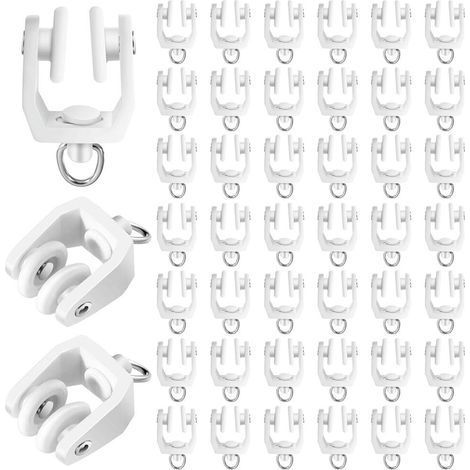 45 piècesGalets pour Rideaux Rail de Rideau en Plastique, poulies incurvées, Blanc, glisseurs draperie, Rouleaux Pliables Plafond (1/5)