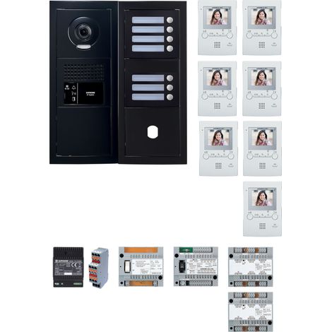 Pack GT vidéo 7 BP programmé avec platine façade noire satin 200459 - AIPHONE GTBV7EB
